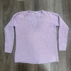 Marine Layer Lilac Lavender Light V-Neck Ribbed Knit Pullover Sweater Size Small